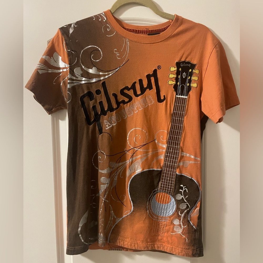 Vintage GIBSON guitar 100% cotton t shirt M